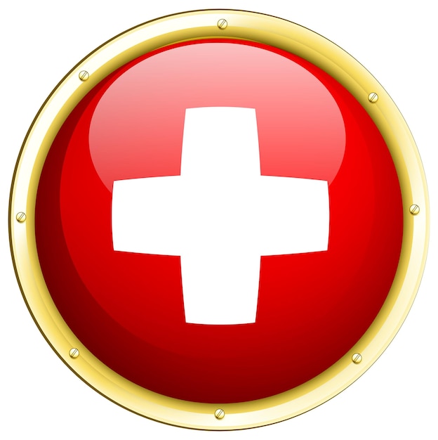 Swiss flag on round badge