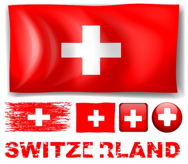 Switzerland flag in different designs illustration