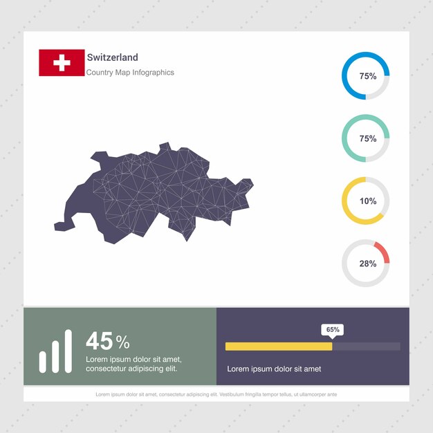 Switzerland Map & Flag Infographics template