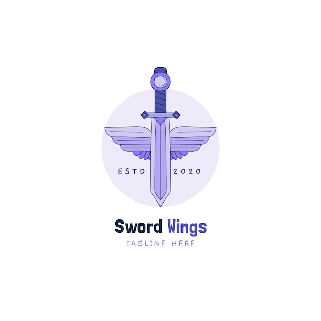 Free Vector sword wings logo design