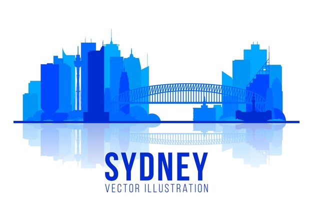 Sydney city silhouette vector illustration skyline city silhouette skyscraper flat design Tourism banner design template with Sydney Australia