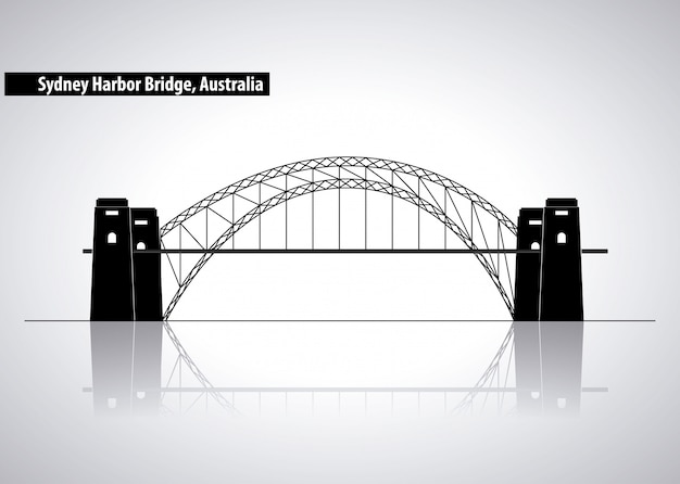 Free Vector sydney harbor bridge in australia, silhouette illustration