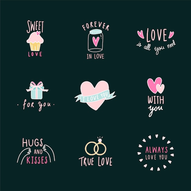 Symbols of love icon set vector