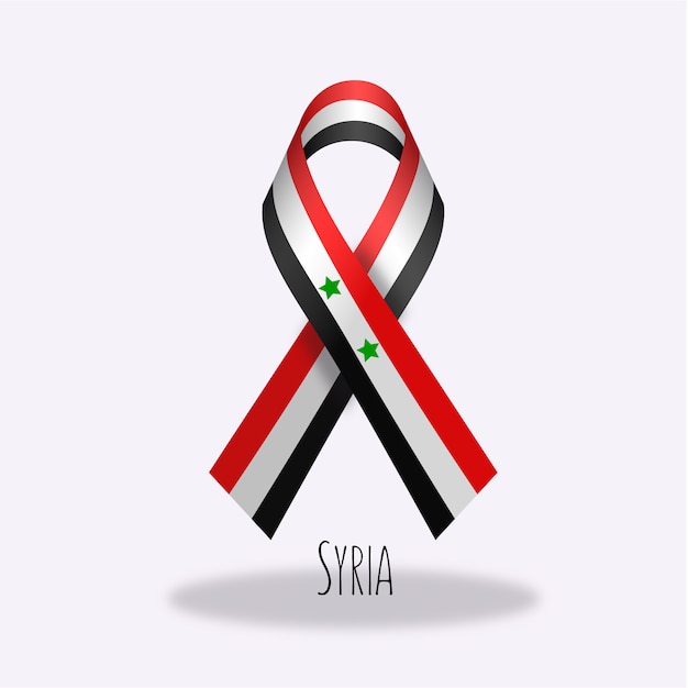 Syria flag ribbon design