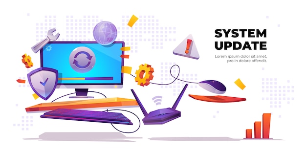 Free Vector system update banner, computer software install