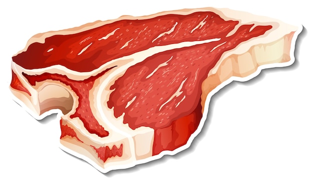 Free Vector t-bone steak sticker on white background