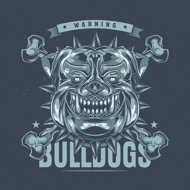 Free Vector t-shirt label design with illustration of pitbull head