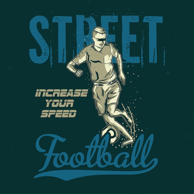 Free vector t-shirt or poster design with illustration of football player