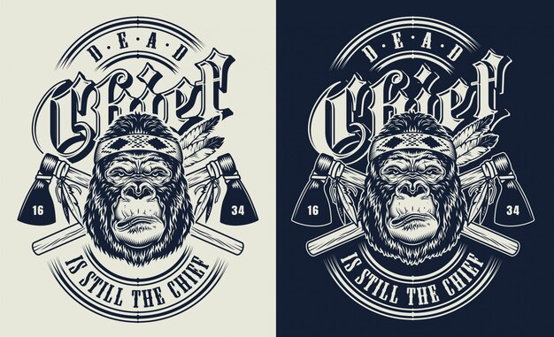 T-shirt print with gorilla concept