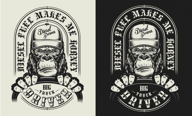 T-shirt print with gorilla concept