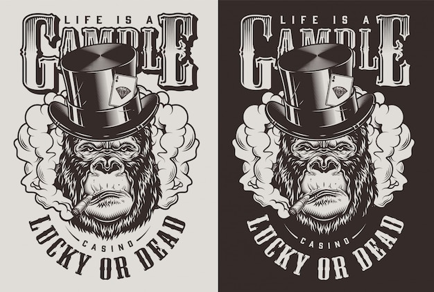 Free vector t-shirt print with gorilla concept