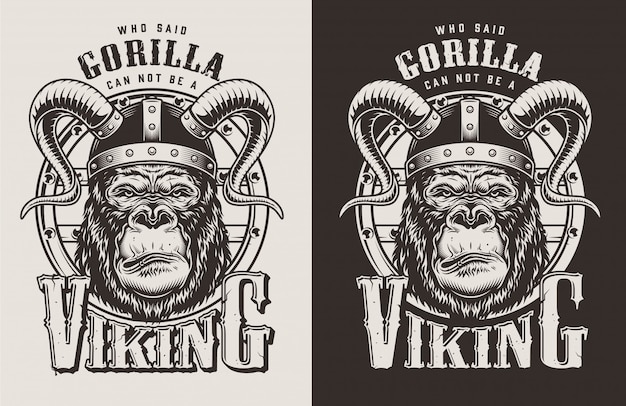 Free Vector t-shirt print with gorilla concept