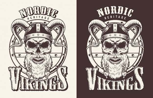 T-shirt print with viking head