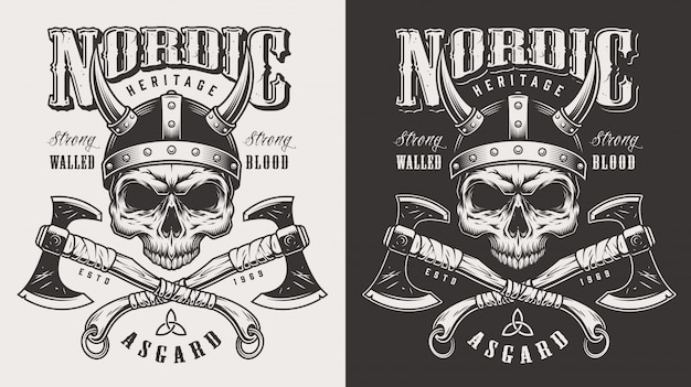 Free vector t-shirt print with viking head