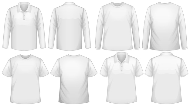 T-shirt template with long and short sleeves