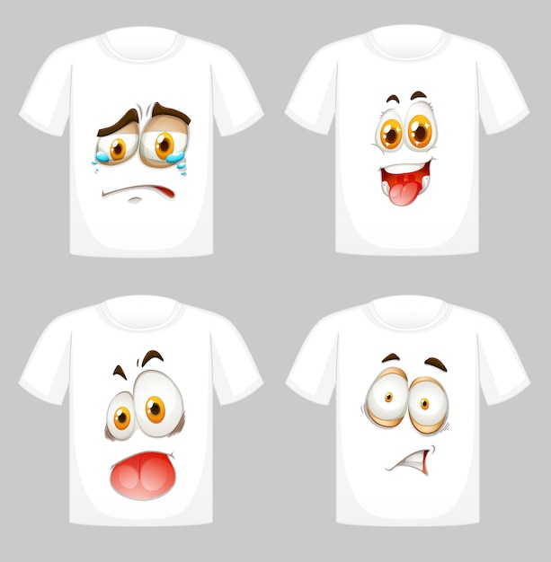 Free Vector t-shirt with faces in front