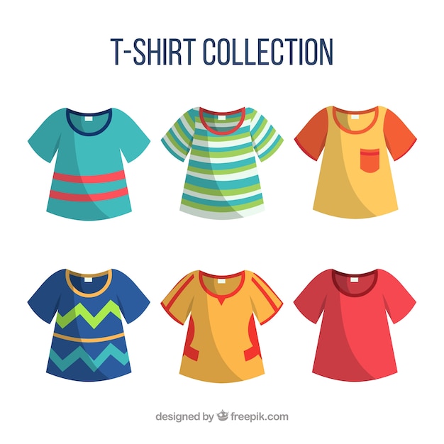 Free Vector t-shirts collection in different colors