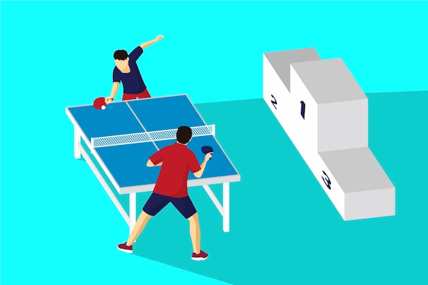 Table tennis concept with winners podium