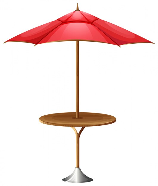 A table with an umbrella