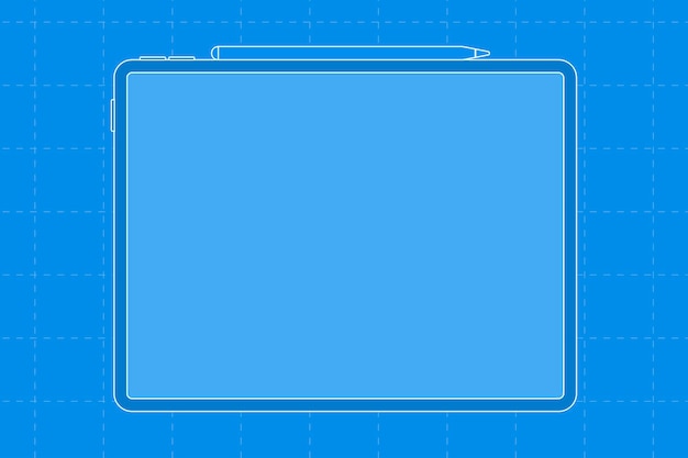 Free Vector tablet blank blue screen, stylus charging on top, digital device vector illustration