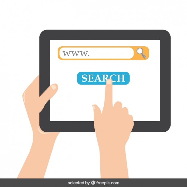 Free Vector tablet with search button on screen