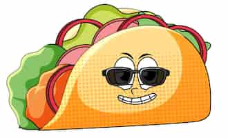 Free vector a taco cartoon character on white background