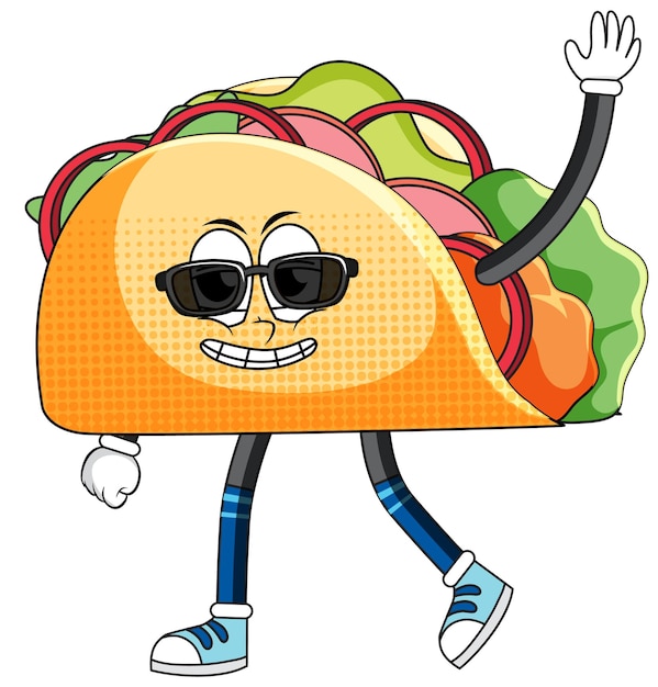 Free Vector a taco cartoon character on white background