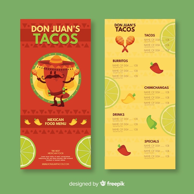 Taco don juan's menu template