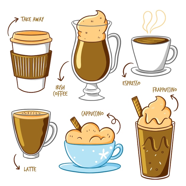 Free Vector take away coffee and coffee in mugs