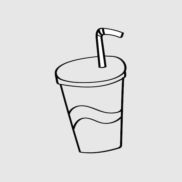 Takeaway cold drink doodle vector