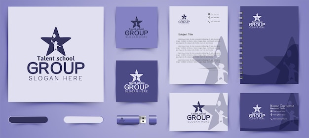 Talent school, with children playing logo and business branding template Designs Inspiration Isolated on White Background