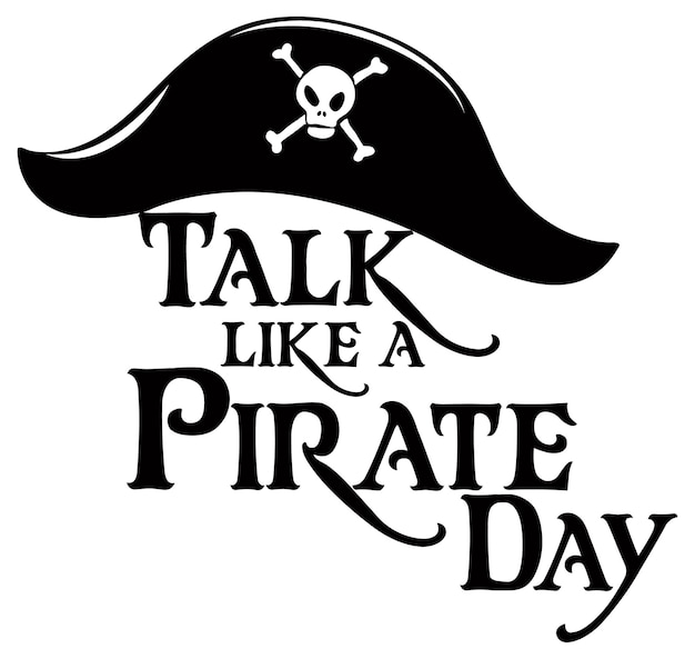 Talk Like A Pirate Day logo with a pirate hat on white background