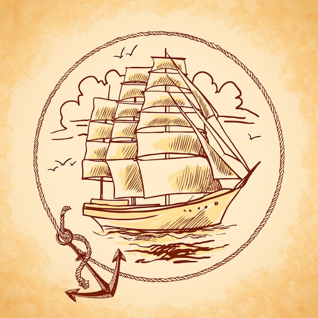 Free vector tall ship emblem