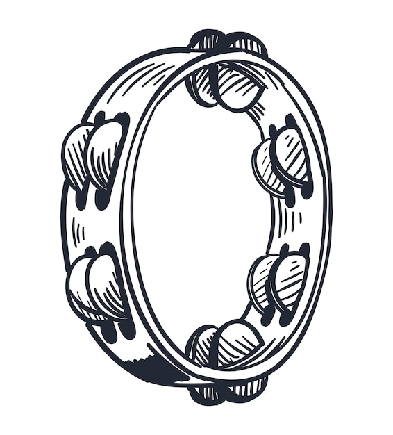 Free Vector tambourine instrument musical sketch style