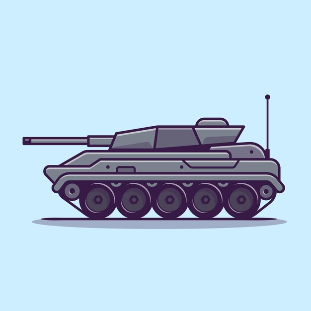 Tank Vehicle Cartoon Vector Icon Illustration. Military Transportation Icon Concept Isolated Vector. Flat Cartoon Style