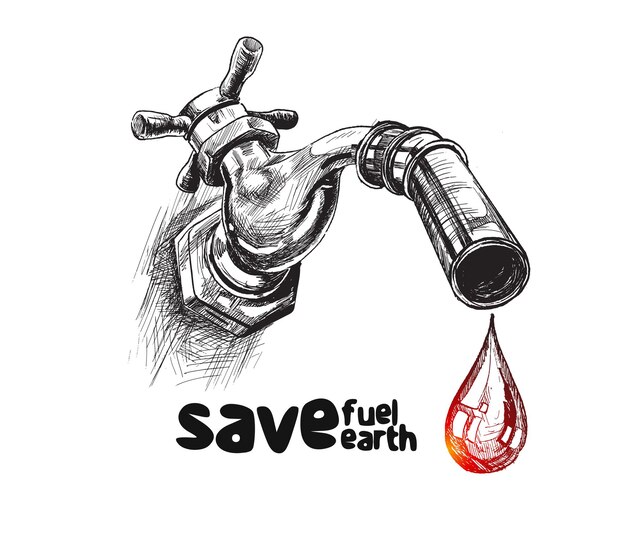 Tap drop save water save life Hand Drawn Sketch Vector illustration