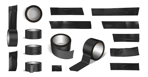 Free Vector tape roll black pieces set