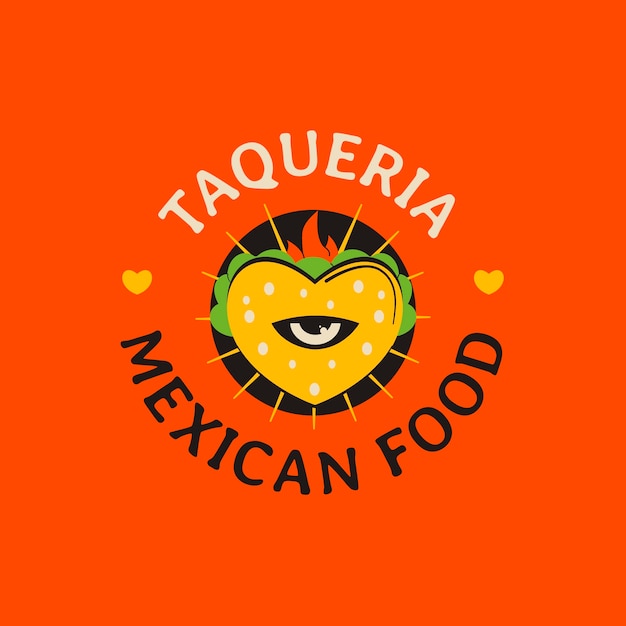 Taqueria restaurant hand drawn logo template