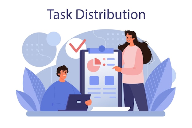 Free Vector task distribution concept interaction of departments business teamwork management business profit and financial growth isolated flat vector illustration