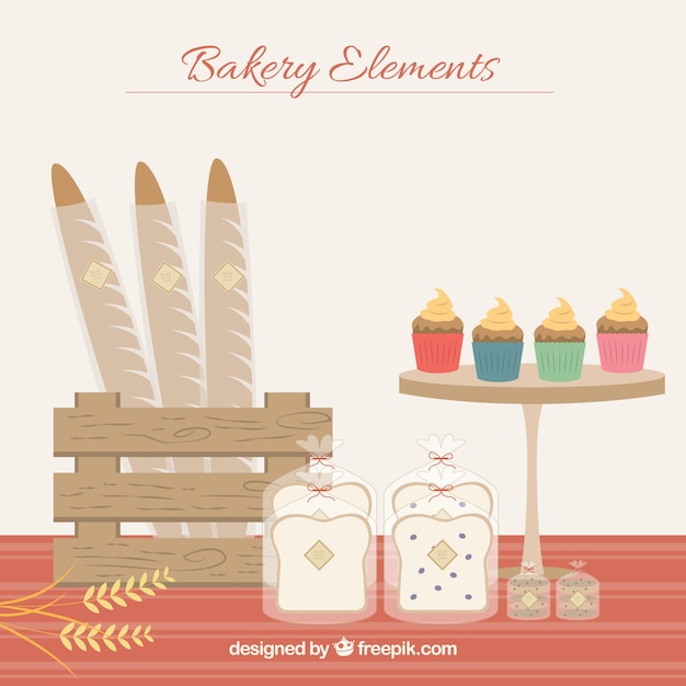 Free vector tasty bakery elements inv intage style