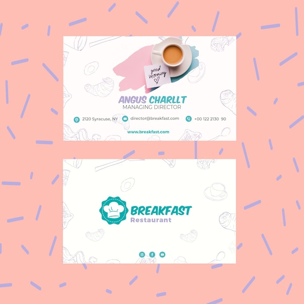 Free vector tasty breakfast business card