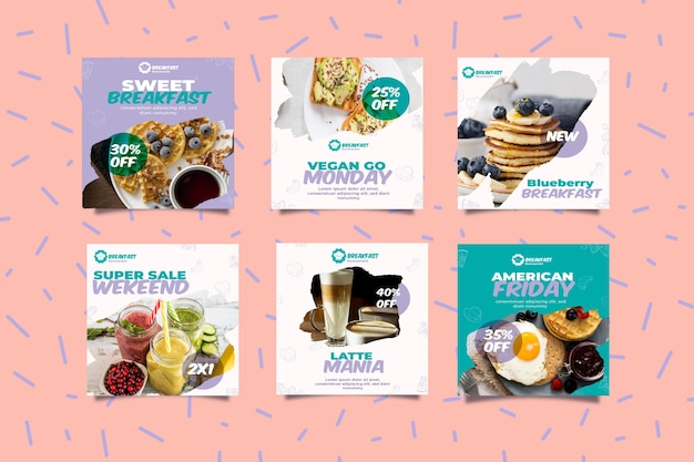 Free Vector tasty breakfast social media stories