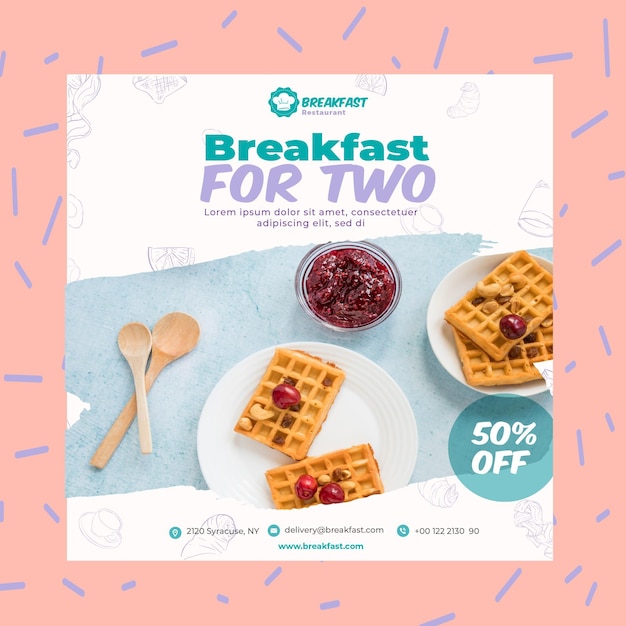 Free Vector tasty breakfast square flyer concept