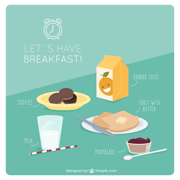 Free vector tasty breakfast to start the day