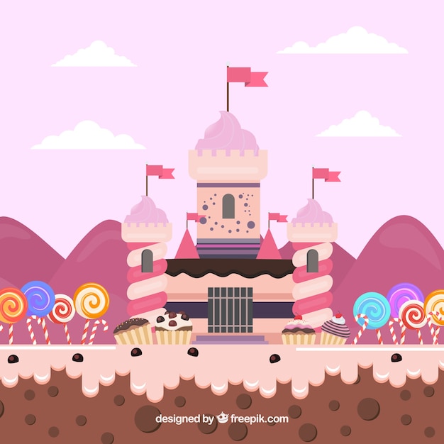 Free vector tasty candy land background in flat style