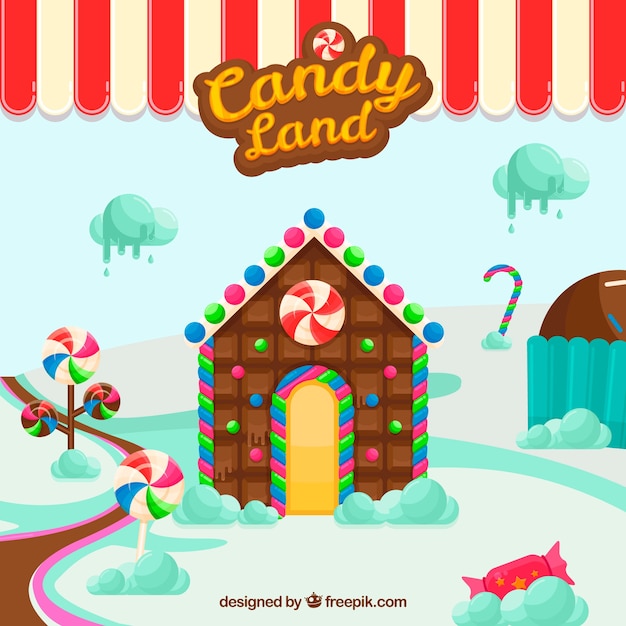 Free vector tasty candy land background in flat style