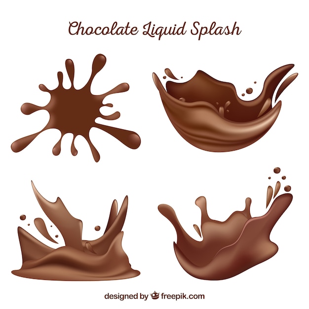 Free Vector tasty chocolate liquid splash in realistic style