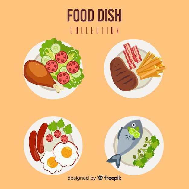 Tasty food dish collection