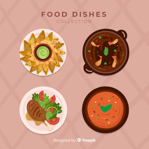 Free Vector tasty food dish collection