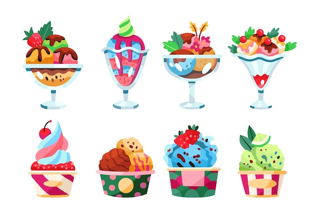 Tasty hand drawn ice cream collection